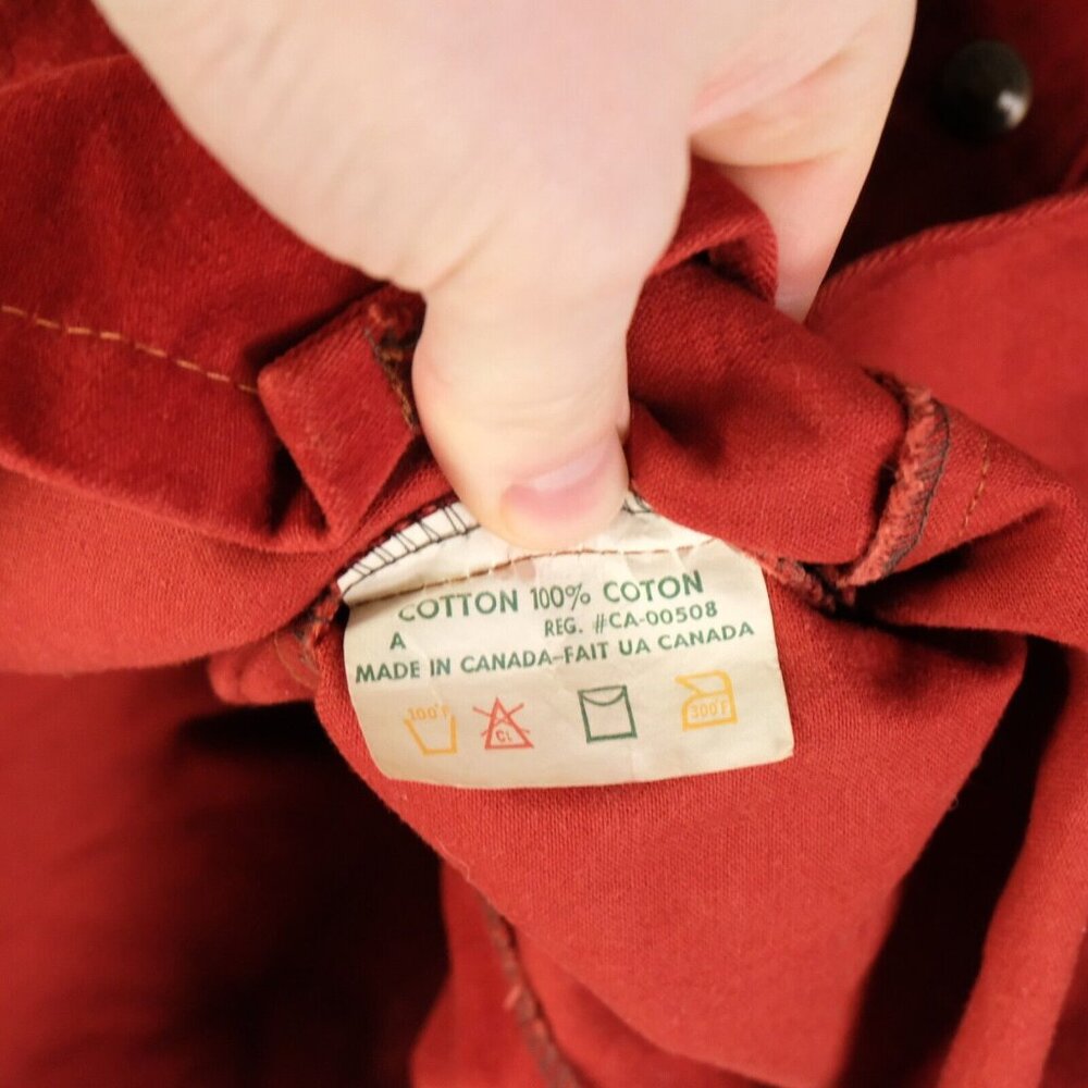 Vintage Jacket Womens Small Red Canvas Western Snap Cowgirl Outdoor 70S 80S - Picture 7 of 8
